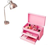 Risveglio Cassetta degli attrezzi in metallo a 3 strati, per scatola compatta in acciaio SPCC con manico, per casa, ufficio, officina, fai da te, 27 x 14 x 14 cm (nero) (rosa)