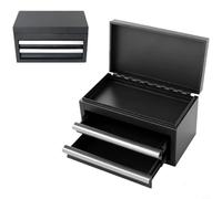 Risveglio Cassetta degli attrezzi in metallo a 3 strati, per scatola compatta in acciaio SPCC con manico, per casa, ufficio, officina, fai da te, 27 x 14 x 14 cm (nero)