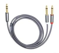 Risveglio Cavo audio splitter a Y, da 3,5 mm a 2 x 6,35 mm, in nylon intrecciato per breakout, con jack placcati in oro e guscio in alluminio anodizzato