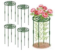 Risveglio Confezione da 4 robusti anelli di supporto per peonie, gabbia per piante in ferro regolabile da 8 mm con parte superiore in rete per rose, pomodori e arbusti, palo da giardino verde