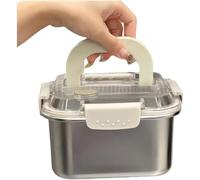 Risveglio Contenitore per alimenti extra spesso in acciaio inox con coperchio a prova di perdite e manico, contenitore per il pranzo da picnic, grigio, singolo