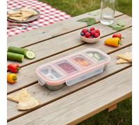 Risveglio Contenitore per il pranzo in acciaio inox, 4 scomparti, grado 304, a prova di perdite, con coperchio, scatola per la preparazione dei pasti, scuola, ufficio, facile da pulire, 500 ml, bianco