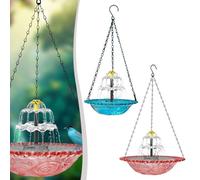 Risveglio Fontana per uccelli a energia solare, vasca da bagno per uccelli sospesa con decorazione da giardino, resistente alle intemperie, stazione d'acqua per uccelli selvatici, rosa