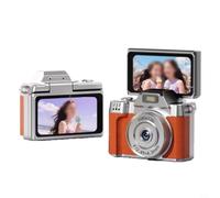 Risveglio Fotocamera digitale compatta per studenti, 180° Flip Screen Vlogging Camera con sensore CCD, fotocamera tascabile portatile leggera per adolescenti/progetti scolastici (arancione)