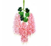 Risveglio Ghirlanda di glicine artificiale in seta con steli in plastica per elegante decorazione da soffitto o parete, circa 110 cm, fiori da appendere (bianco e rosa)