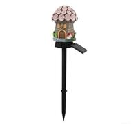 Risveglio Lampada solare a fungo LED resistente alle intemperie all'aperto | Per un design stravagante della casa delle fate, accensione automatica al crepuscolo, altezza 43 cm, costruzione in resina