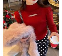 Risveglio Maglione Pullover in poliestere leggero per le donne | Design a collo alto, stile tinta unita, trama a maglia cava, vestibilità regolare, adatto per stratificazione