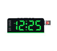 Risveglio Orologio da comodino a LED con proiezione regolabile a 180 gradi e visualizzazione completa dell'ora, giorno, data, sveglia, temperatura, sveglia con proiezione a LED, proiettore orario da