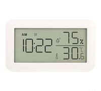 Risveglio Orologio digitale con termometro e igrometro, display LCD per monitoraggio dell'ora, temperatura e umidità, sveglia a batteria con supporto e foro per appendere il giardino di casa (bianco)