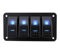 Risveglio Pannello interruttori a bilanciere a LED blu marino per barca, auto, impermeabile IP65 per interruttore a levetta (quattro persone)