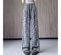Risveglio Pantaloni estivi casual a gamba larga per donna tessuto | Design a tutta lunghezza, stile gamba dritta, versatile per primavera, estate, autunno, inverno, abbigliamento casual