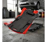 Risveglio Pedana in plastica con poggiatesta imbottito a 6 ruote | Adatto per garage officina sotto auto, HDPE, ruote a 360°, doppi vassoi, maniglia per il trasporto, 101,6 cm