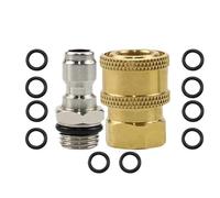 Risveglio Rondella ad alta pressione in ottone, set di collegamento rapido, 35,5 cm, adattatore 5000 PSI con ghiera in acciaio inossidabile e 10 O-ring