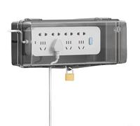 Risveglio Scatola per cavo di prolunga elettrica resistente alle intemperie con serratura in ABS con 4/8 fori di uscita, archiviazione sicura della ciabatta e ricarica del dispositivo (L trasparente)