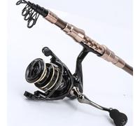 Risveglio Set canna da pesca e mulinello in fibra di carbonio, 1,8 m, luce | Kit portatile con rapporto di trasmissione 5,2:1, attrezzatura da pesca dura per pesca sul fiume, lago, mare, bronzo