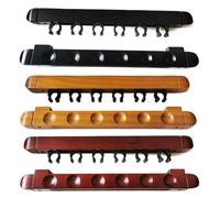 Risveglio Supporto da parete in legno per stecca da biliardo, 6 scomparti, da appendere, per sala giochi, per rosso, giallo, nero, confezione da 2