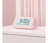 Risveglio Sveglia portatile da comodino, tripla sveglia con snooze, morbida | Sveglia triangolare compatta per camera da letto, 3 sveglie, pulsante snooze, luce notturna, visualizzazione della