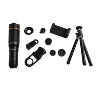 Risveglio Teleobiettivo 32X per smartphone, con treppiede e clip, zoom ad alta potenza per iPhone, kit telescopico portatile in ABS per fotografia di viaggi, fauna selvatica, sport, viaggi, nero