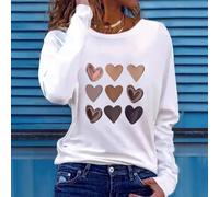 Risveglio Top a maniche lunghe in poliestere effetto seta per donna | Design unico stampato, scollo rotondo, colore bianco, tessuto traspirante, essenziale per primavera e autunno