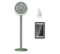 Risveglio Ventilatore da tavolo portatile a energia solare, 4000 mAh, ricaricabile, USB-C, con luce LED, 5 velocità, pieghevole, per campeggio, viaggi, attività all'aperto (verde)