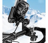 Risveglio Ventola di raffreddamento per supporto del telefono da moto, supporto regolabile per manubrio con sgancio rapido, presa sicura dalle intemperie elettrica per bici, navigazione e chiamate