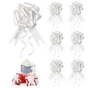 RISVOWO 60 Pezzi Fiocchi Bianchi Matrimonio, Coccarde Fiocco Autotiranti Bianche per Matrimonio, Decorazioni Matrimonio, Nastro Bianco per Natale, Feste, San Valentino Decorazione e Compleanno