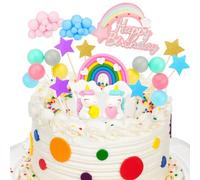 RISVOWO Decorazione Torta Unicorno e Arcobaleno per Compleanno - Cake Topper per Ragazze, Torte, Muffin e Feste