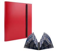 RISVOWO Raccoglitore di Carte, 360 Tasche Album Carte per Carte Collezionabili, Porta Carte, Trasparente Carte Album Cartella in PP a Caricamento Laterale(Rosso)
