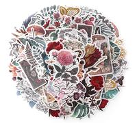 RisyPisy 240 Pezzi Vintage Fiori Adesivi Set, Colorati Oro Neri Disegni Adesivi a Forma Speciale, 4 Tipi Tema Europeo Stickers per Opere D'arte, Bullet Journal, Album, Calendari, Biglietti di Auguri