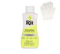 Rit Dye - Colorante liquido per tessuti per artigianato, abbigliamento e decorazioni - flacone da 236 ml - Giallo neon (guanti inclusi)