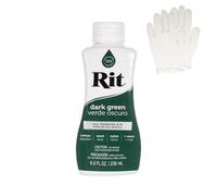 Rit Dye - Colorante liquido per tessuti per artigianato, abbigliamento e decorazioni - flacone da 236 ml - verde scuro (guanti inclusi)