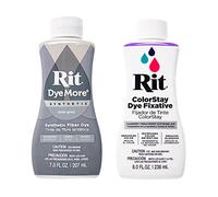 Rit DyeMore - Tintura per fibre sintetiche liquide per abbigliamento, decorazioni e artigianato, colore: grigio ghiaccio con fissativo di colore, 200 ml
