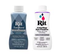 Rit DyeMore - Tintura per fibre sintetiche liquide per abbigliamento, decorazioni e artigianato, colore: blu fumo con fissativo di colore, 200 ml