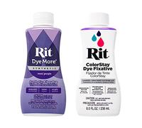 Rit DyeMore - Tintura per fibre sintetiche liquide per abbigliamento, decorazioni e artigianato, colore: viola reale con fissativo di colore, 200 ml