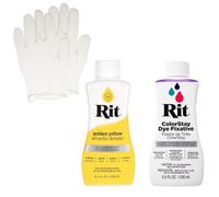 Rit - Tintura liquida con kit fissativo ColorStay - Kit tutto in uno con guanti per ridurre lo scolorimento (giallo dorato)