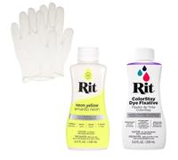 Rit - Tintura liquida con kit fissativo ColorStay - Kit tutto in uno con guanti per ridurre lo spurgo di colore (giallo fluo)