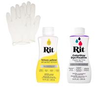 Rit - Tintura liquida con kit fissativo ColorStay - Kit tutto in uno con guanti per ridurre lo spurgo di colore (giallo limone)