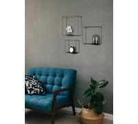 RITA SET DI 3 MENSOLE A MURO QUADRATE 32-27-22CM METALLO NERO