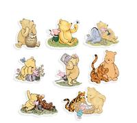 Ritagli classici di Winnie Bear Friends con supporto - 8 modelli per la decorazione di baby shower e compleanni, centrotavola con stampa fronte-retro