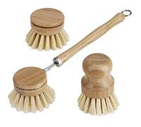 Ritaglia Brush 3 Set Sostituzione Pennello in pentola a testa in bambù con cambio di fibra stabile, pennello da cucina rotondo resistente al calore per pulire la pentola