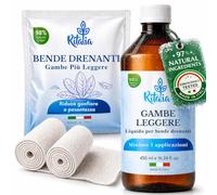 Ritalia® Bendaggi Drenanti Effetto Freddo + Liquido per Bendaggi Freddi | Bendaggio Anticellulite e Impacco | Trattamento Completo contro Cellulite, Ritenzione e Pesantezza