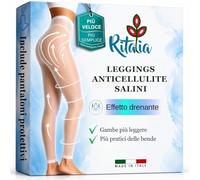 Ritalia® Calze Collant Drenante Anticellulite con Sali del Mar Morto Bio include pantaloni cartene Trattamento professionale Effetto Detox Gambe Fianchi Pancia | Alternativa ai Bendaggi Drenanti