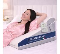Ritalia Cuscino cuneo a 3 altezze 60x60x30 cm - Cuscino per schienale per letto e vene - Cuscino ergonomico per seduta con supporto dorsale - Ideale come cuscino per dormire e sollevare il materasso.