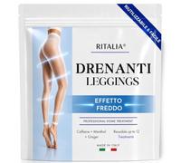 Ritalia® LEGGINGS DRENANTI EFFETTO FREDDO RIUTILIZZABILI | Bende Fredde Anticellulite con Caffeina, Mentolo e Zenzero | Trattamento CRYO per Gambe Stanche, Glutei, Cosce e Addome