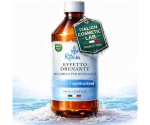 Ritalia® Liquido per Bendaggi Drenanti 450 ml con Sali del Mar Morto | Ricarica Bende Anticellulite a Freddo | Trattamento Snellente e Rassodante Gambe Corpo