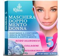 Ritalia V-Line Doppio Mento, 5 Maschere Lifting al Collagene | Effetto fresco e tensore in stile coreano per mandibola e collo, con acido ialuronico e aloe vera, per donna e uomo