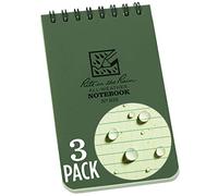 Rite in the Rain all-weather top-spiral notebook, modello universale 7,6 x 12,7 cm, 3 pezzi Motivo pagine: Universale 3" x 5" Green