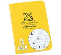 Rite in the Rain Blocco note in carta impermeabile con rilegatura a graffetta, confezione da 3 pezzi, colore nero, 24 pagine, 12 fogli, rilegatura imperiale e metrica, 7 x 10 cm, giallo