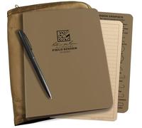 Rite in the Rain - Kit raccoglitore resistente alle intemperie, colore: Marrone chiaro Cordura®, 50 fogli di carta marrone chiaro universale sciolto, penna resistente alle intemperie (n. 9200T-KIT)
