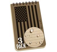 Rite in the Rain Quaderno a spirale con parte superiore resistente alle intemperie 7,6 x 12,7 cm, copertina marrone chiaro con bandiera americana